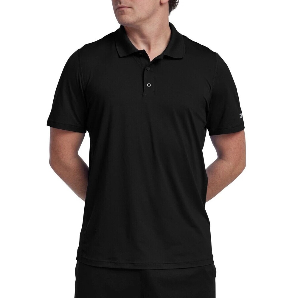 Reebok Men's Short Sleeve Mesh sides Performance Polo Shirt Deep Black Medium